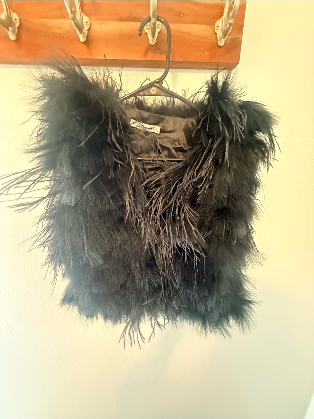 Kookai Black Feather Crop Vest